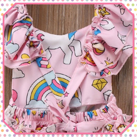 🦄NWT🦄Unicorn Ruffled Romper🦄 - Picture 4 of 6